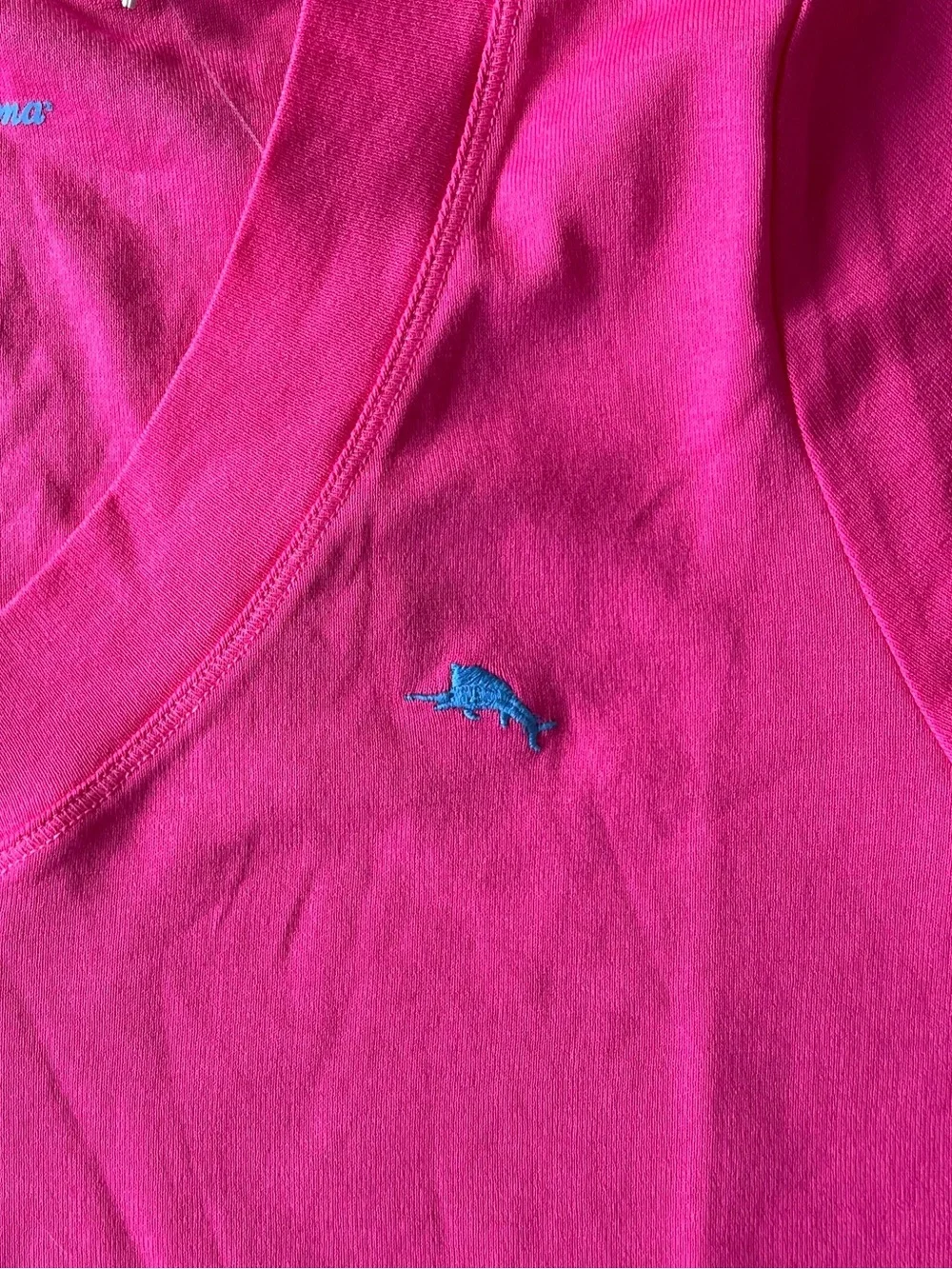 Tommy Bahama V-Neck T-Shirt Hot Pink Island Style Coastal Casual